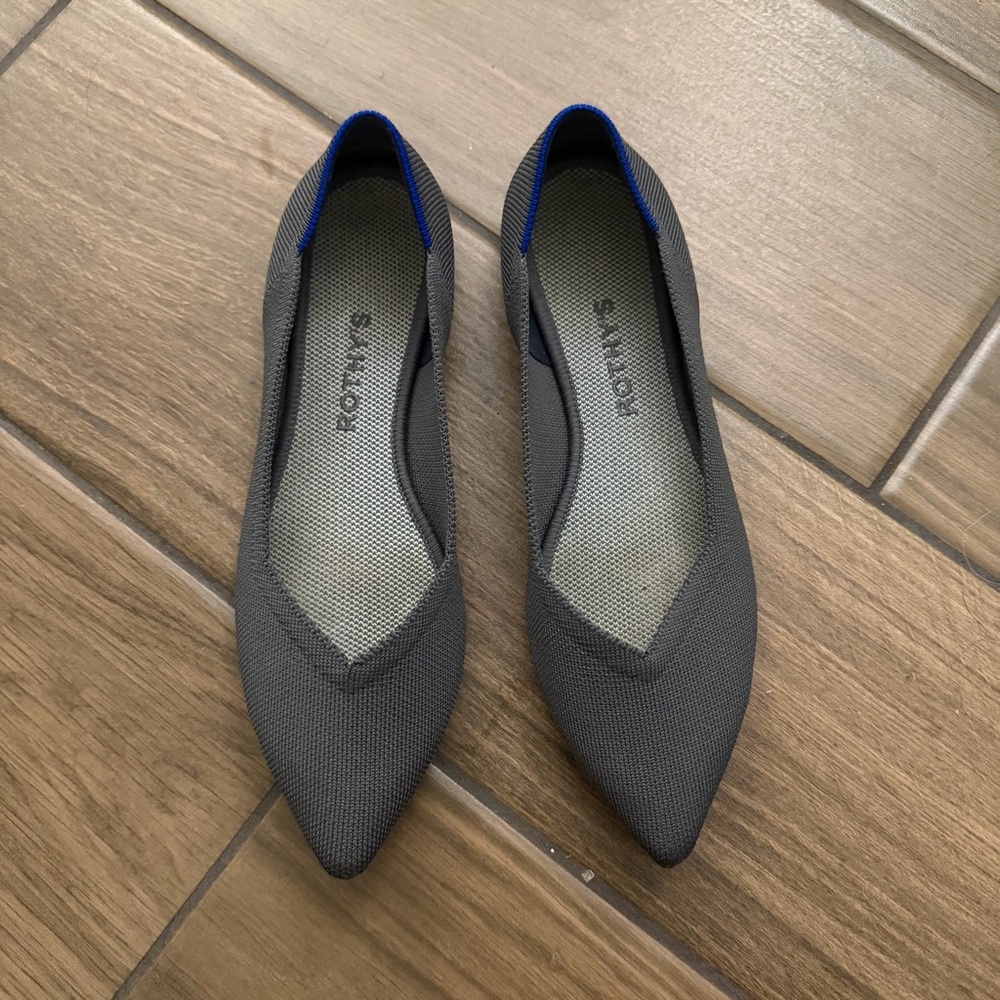 Rothys The Point Flats Gray Print Slip On Shoes Womens Size 9